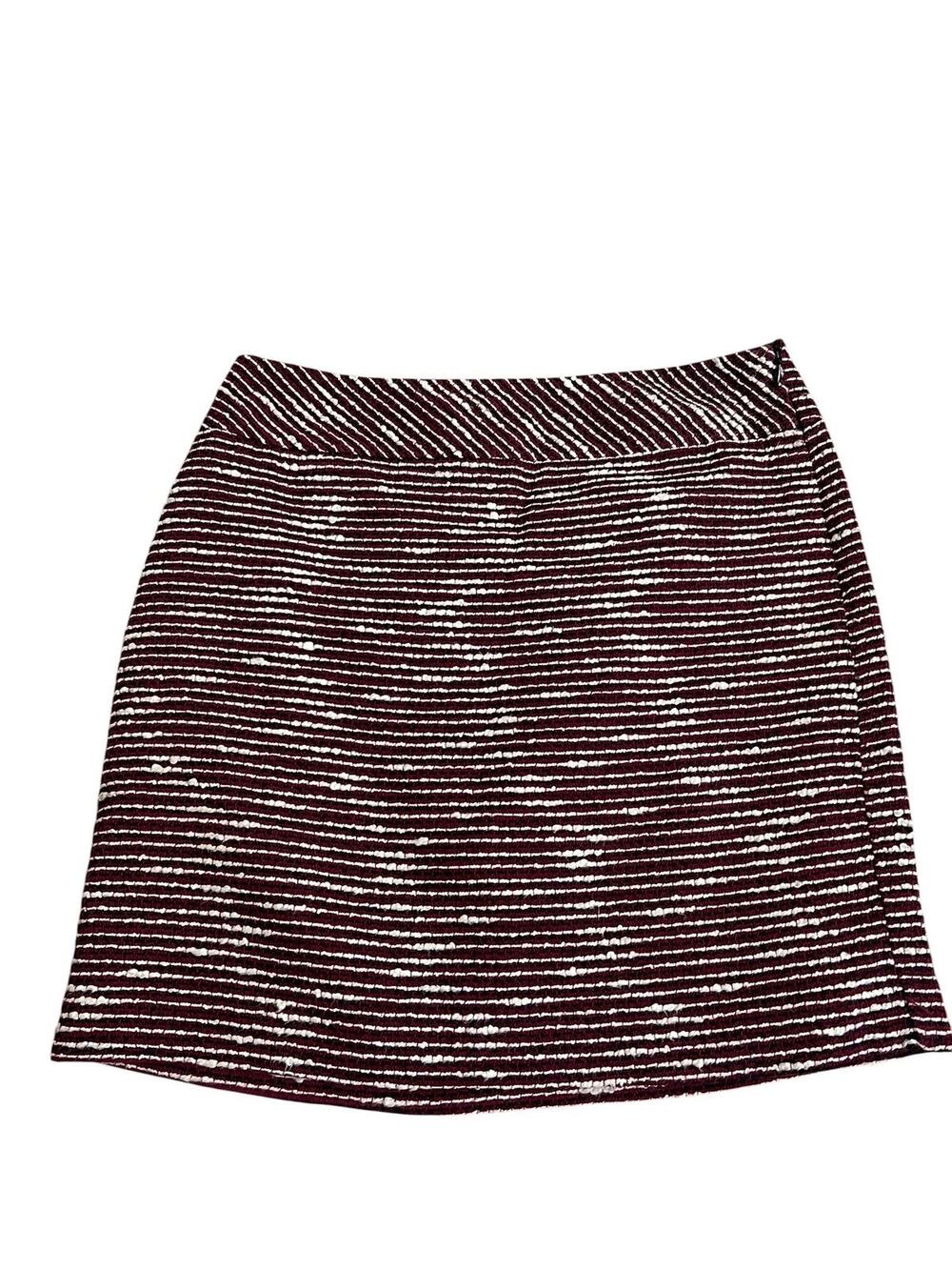 LOFT Mini Skirt Womens 4P Red White Tweed Stripe Lined Pencil Work Office Career